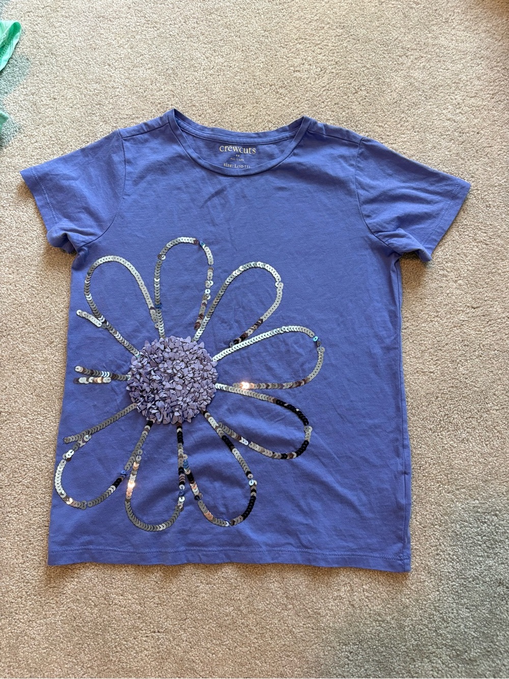 Crewcuts Purple Short-Sleeve Tee with Sequin Flower